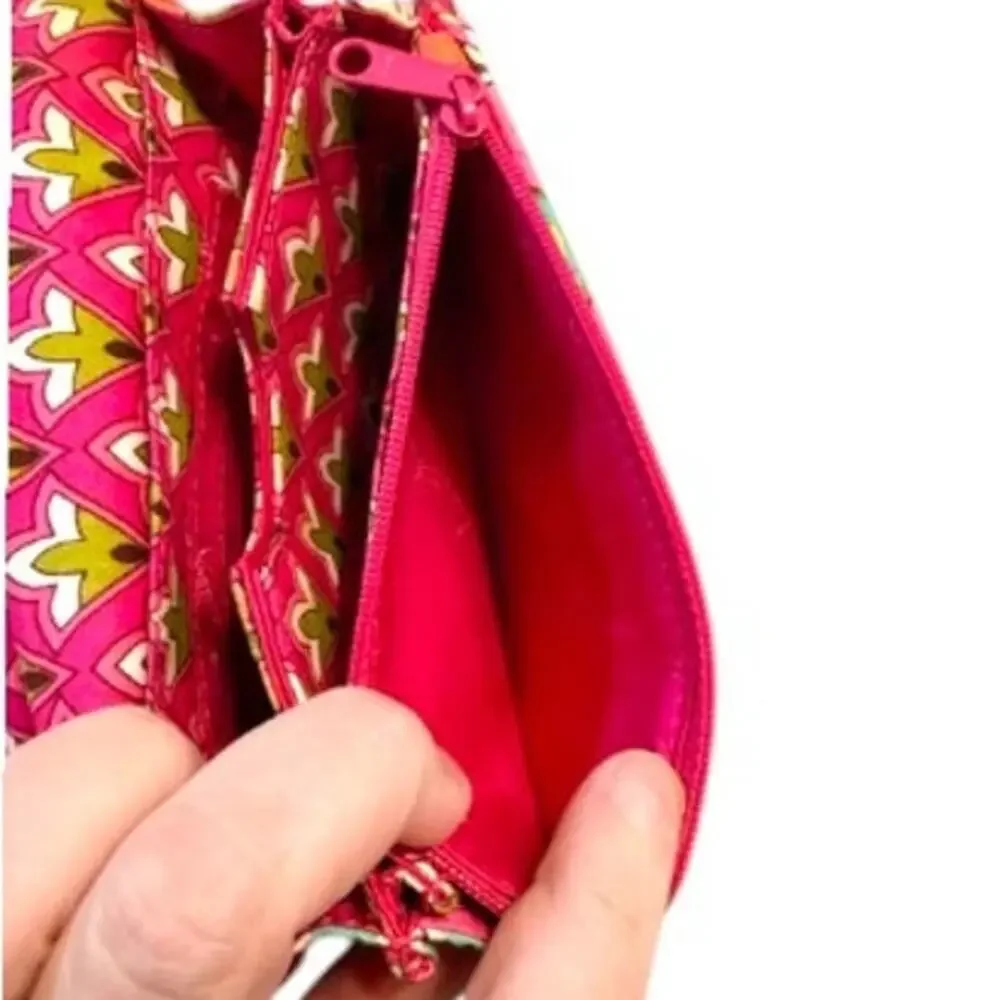 Vera Bradley Rumba Paisley Wristlet Wallet Pink Orange Quilted